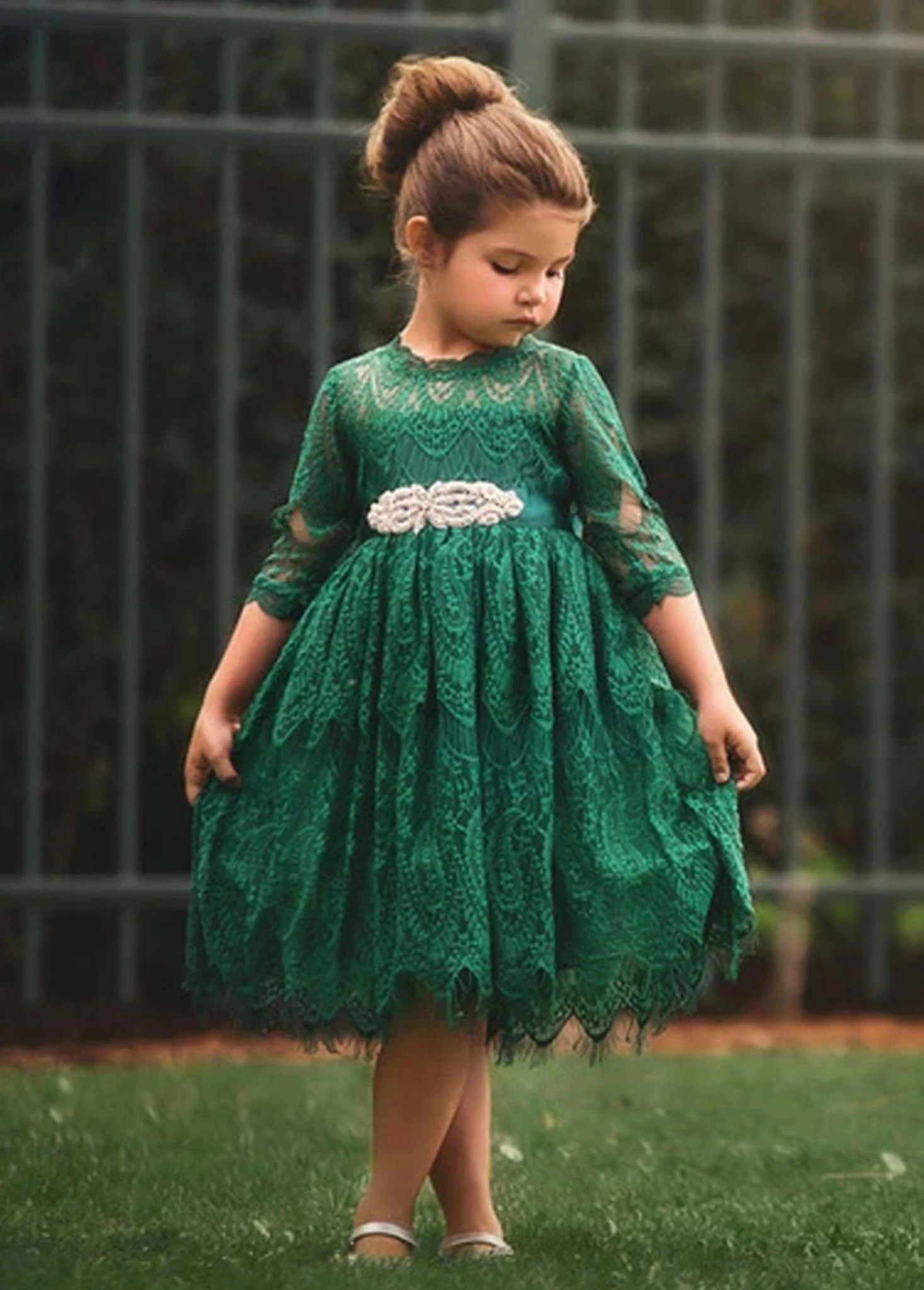 BELLA RAFAELA DRESS & BELT SET-EMERALD 3 BELLA RAFAELA DRESS & BELT SET-EMERALD