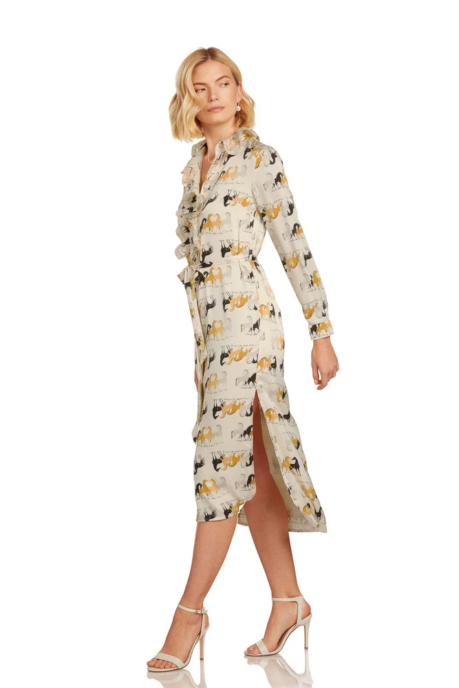 LEA BUTTON DOWN MAXI DRESS EQUESTRIAN PRINT 9 LEA BUTTON DOWN MAXI DRESS EQUESTRIAN PRINT - Image 7
