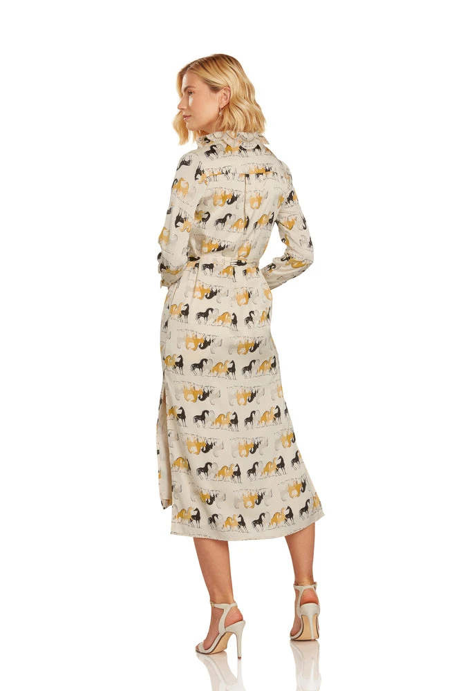 LEA BUTTON DOWN MAXI DRESS EQUESTRIAN PRINT 8 LEA BUTTON DOWN MAXI DRESS EQUESTRIAN PRINT - Image 6