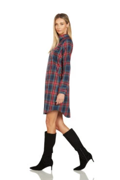 EVE BUTTON FRONT TARTAN SHIRT DRESS -Clothing Promotion Store 140 3