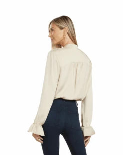 MAYA TUXEDO PLEATED BLOUSE GOLD -Clothing Promotion Store 185 2