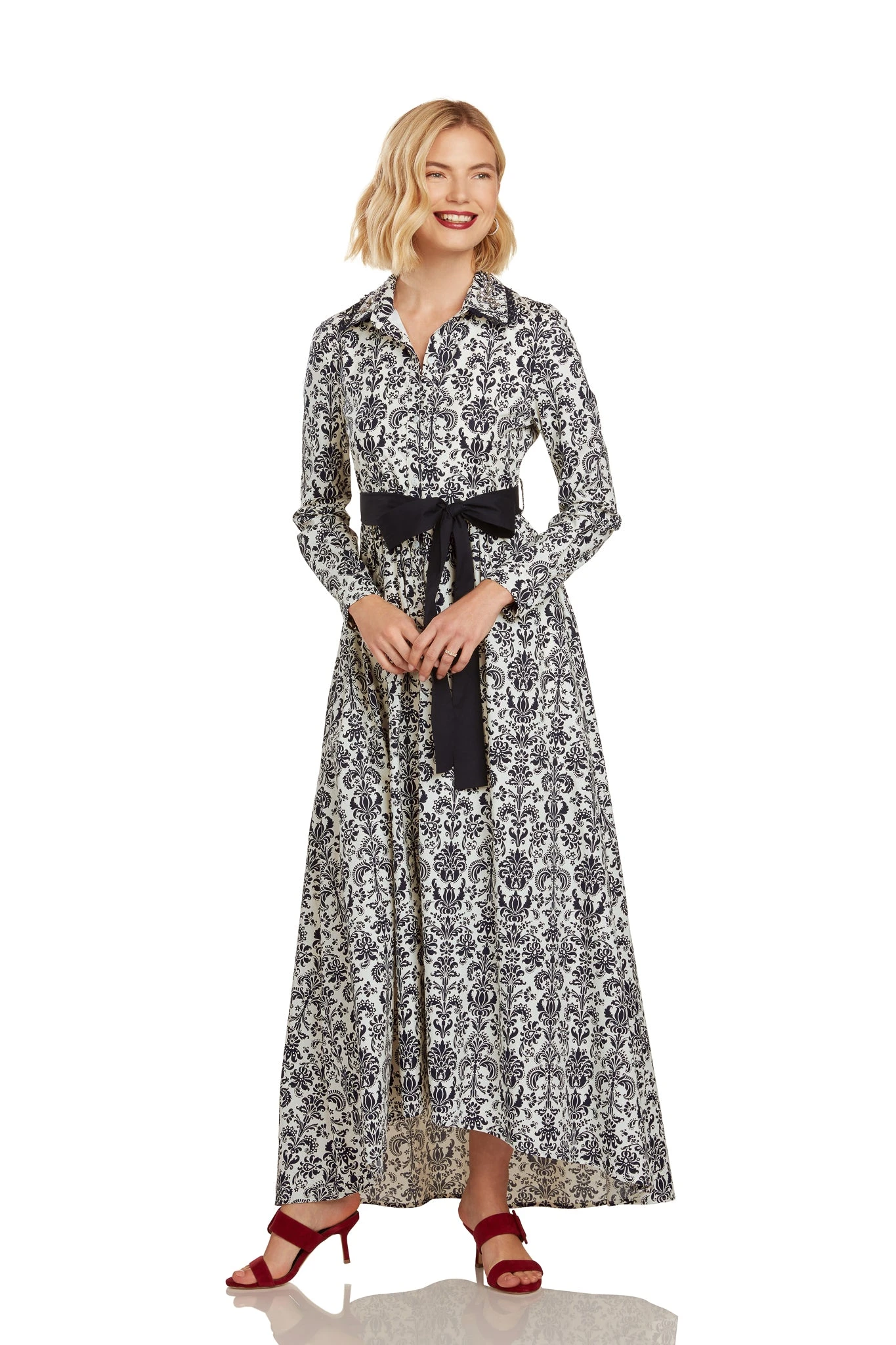 CONSTANCE MAXI DRESS NAVY DAMASK 9 CONSTANCE MAXI DRESS NAVY DAMASK - Image 7