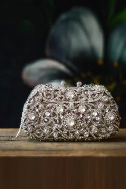 SILVER CRYSTAL CLUTCH