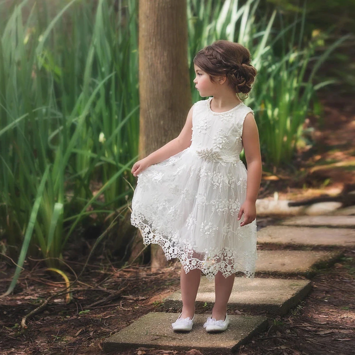 BELLA BRIANNA DRESS & BELT SET WHITE 5 BELLA BRIANNA DRESS & BELT SET WHITE - Image 3