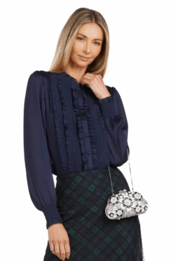 BLACK & WHITE FLORAL RHINESTONE CLUTCH -Clothing Promotion Store 303 4