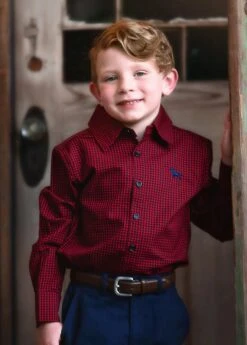 ARCHIE BUTTON DOWN RED & BLACK GINGHAM