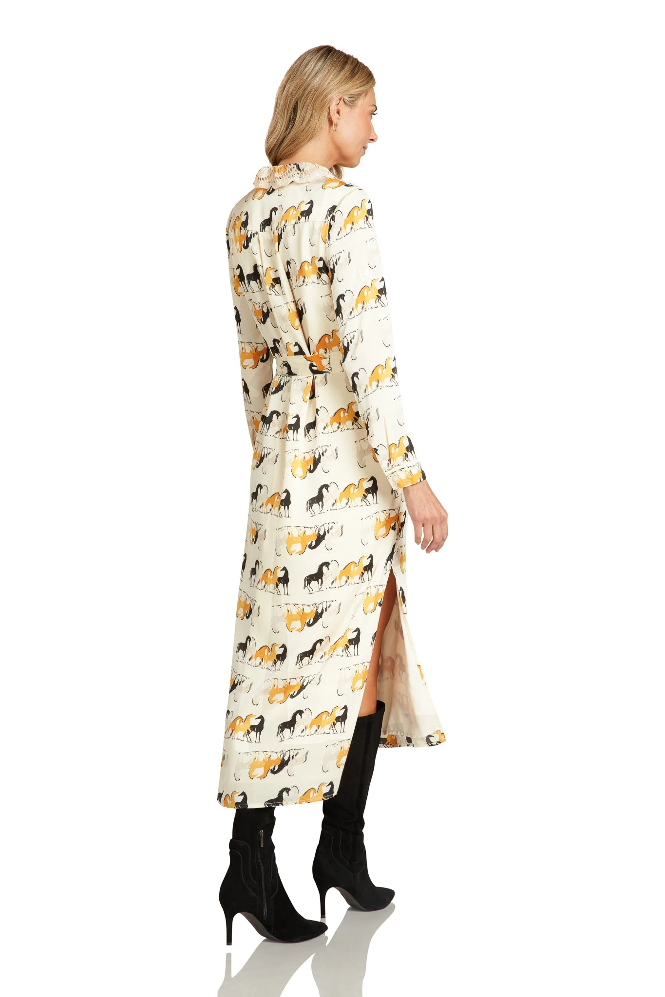 LEA BUTTON DOWN MAXI DRESS EQUESTRIAN PRINT 5 LEA BUTTON DOWN MAXI DRESS EQUESTRIAN PRINT - Image 3