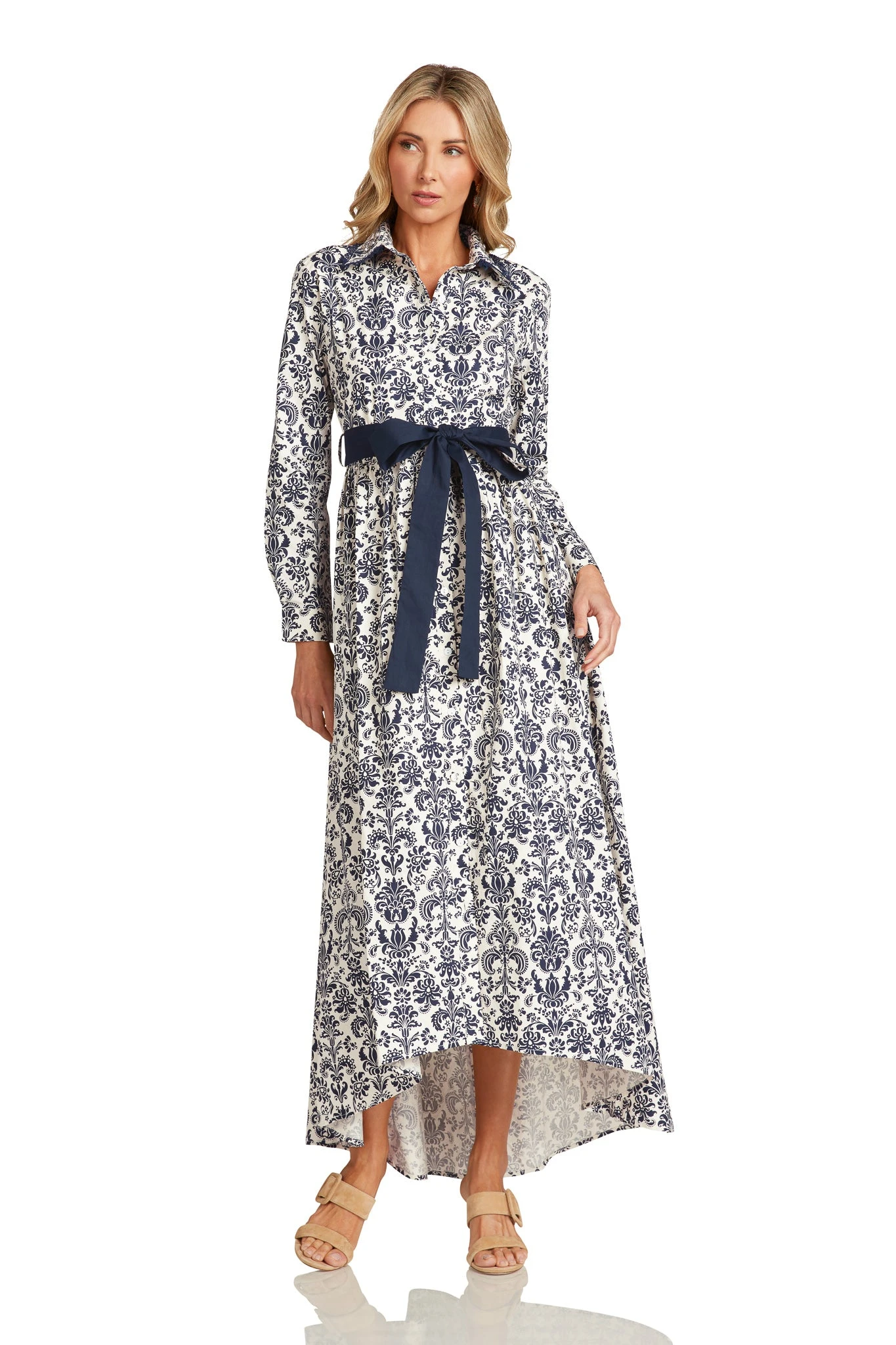 CONSTANCE MAXI DRESS NAVY DAMASK 6 CONSTANCE MAXI DRESS NAVY DAMASK - Image 4