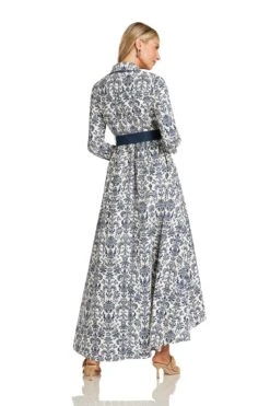 CONSTANCE MAXI DRESS NAVY DAMASK 18 CONSTANCE MAXI DRESS NAVY DAMASK -Clothing Promotion Store ConstanceMaxiNavyDamask 1673 WEB