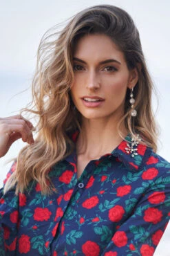 CONSTANCE MAXI DRESS NAVY ROSE FLORAL -Clothing Promotion Store DSC01278