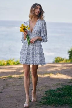 GRACE MINI DRESS BLUE FLORAL -Clothing Promotion Store DSC01664