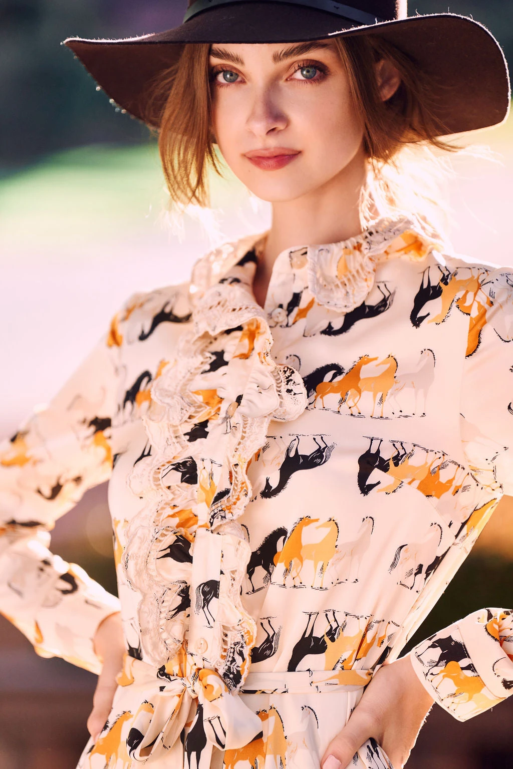 LEA BUTTON DOWN MAXI DRESS EQUESTRIAN PRINT 7 LEA BUTTON DOWN MAXI DRESS EQUESTRIAN PRINT - Image 5