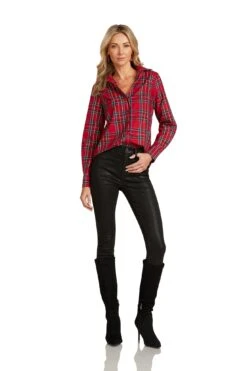 MARCELINE BUTTON-DOWN ROYAL STEWART TARTAN -Clothing Promotion Store MargotBlouseRoyalStewartTartan 0521 WEB