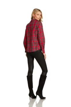 MARCELINE BUTTON-DOWN ROYAL STEWART TARTAN -Clothing Promotion Store MargotBlouseRoyalStewartTartan 0548 WEB