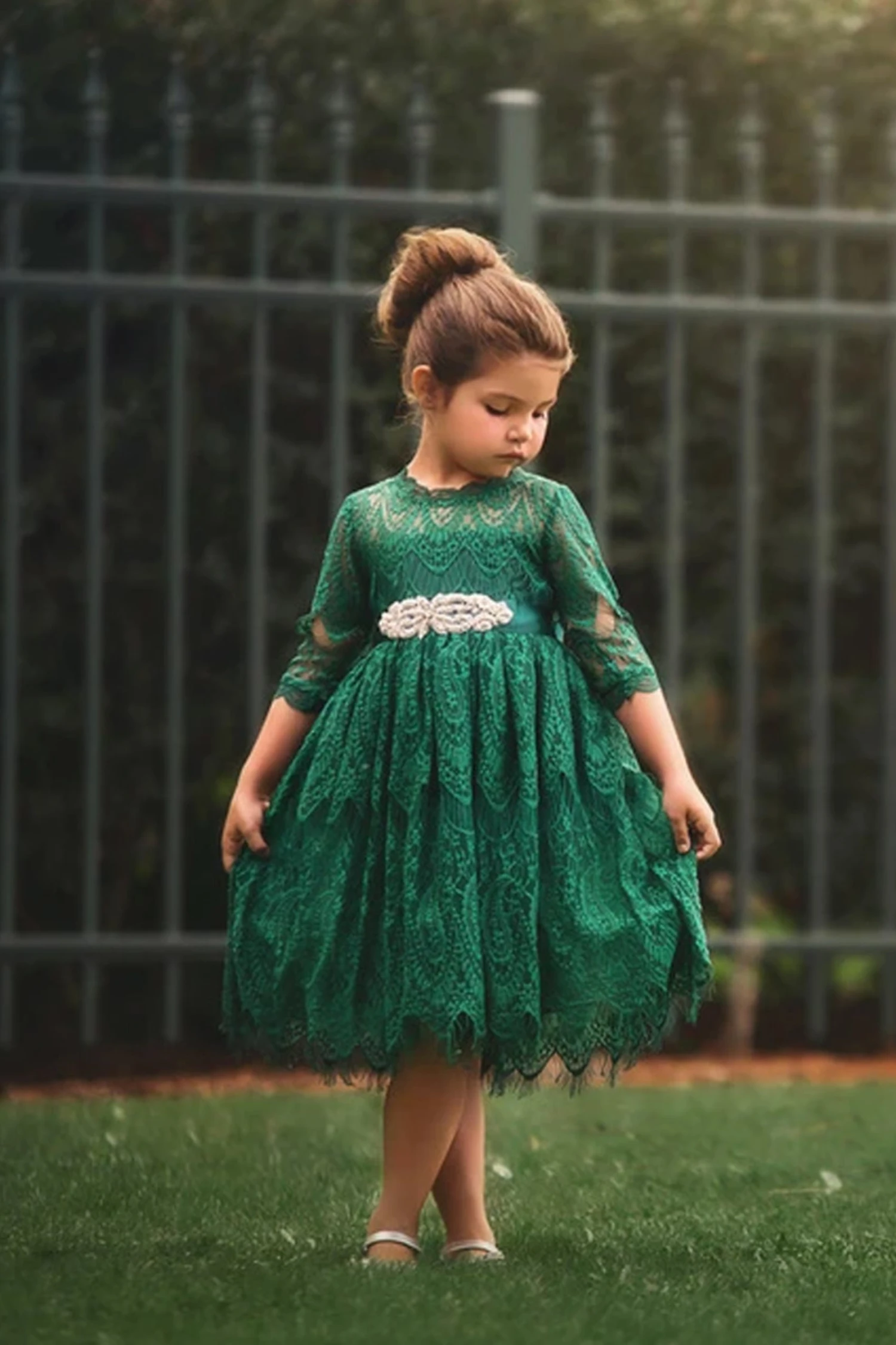 BELLA RAFAELA DRESS & BELT SET-EMERALD 4 BELLA RAFAELA DRESS & BELT SET-EMERALD - Image 2
