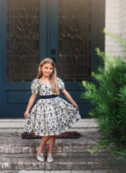 ARIELLE DRESS NAVY DAMASK -Clothing Promotion Store ariellenj