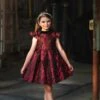 EVANGELINE DRESS CRIMSON JACQUARD -Clothing Promotion Store evangelinecrimne1