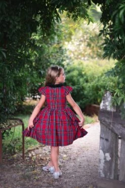 EVANGELINE DRESS ROYAL STEWART TARTAN -Clothing Promotion Store evangelinerstew3